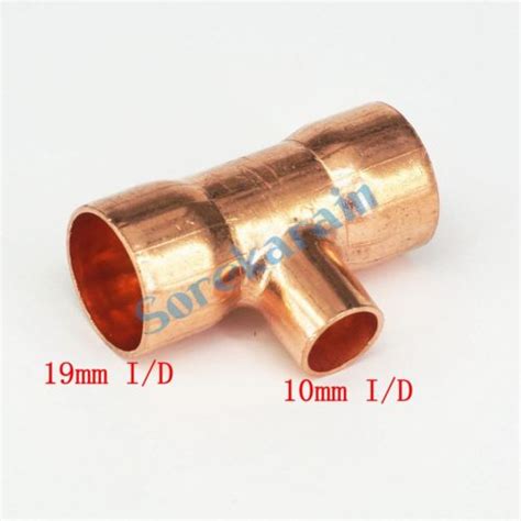 19x10x19mm Copper End Feed Reducer Tee 3 Way Pipe Fitting Plumbing For
