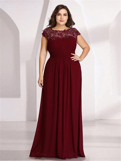 Plus Size Lace Cap Sleeve Formal Evening Dress Ever Pretty Us