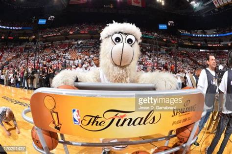 Mascot Burnie Of The Miami Heat Poses For A Photo Against The San
