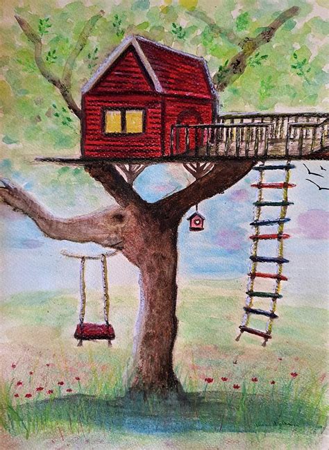 The Elephant Tree House Painting By Lucia Waterson Fine Art America