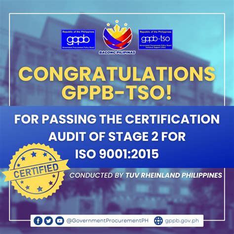 Gppb Tso Passed The Certification Audit Of Stage 2 For Iso 90012015