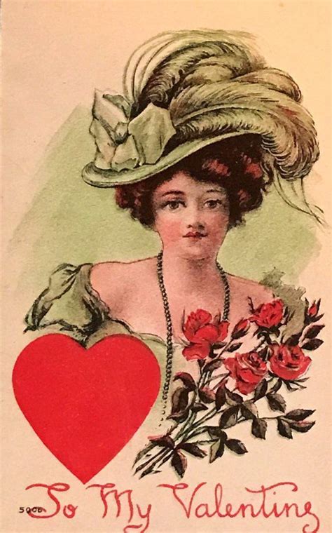 Antique 1900s Embossed Valentines Day Postcard Lovely Etsy Vintage