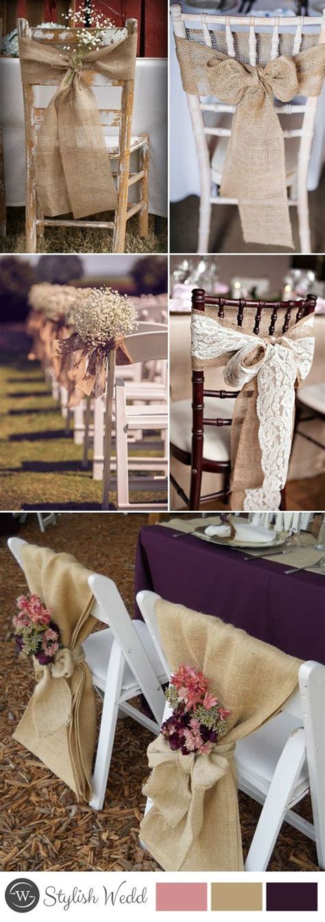 Rustic Wedding Chair Decors With Burlap Weddingideasboda Wedding Chair Decorations Wedding