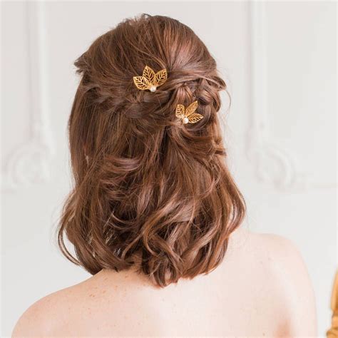 Leaf Wedding Hair Pins By Britten Short Wedding Hair Pearl Hair Pin