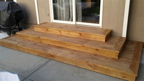 Wide Tread Wood Steps Outdoor Wood Steps Wood Patio Concrete Patio