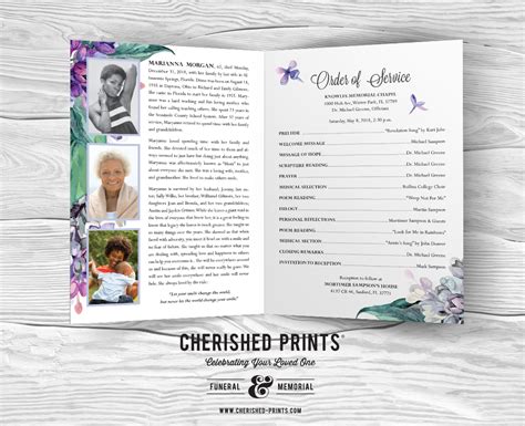 Lilacs Funeral Program Celebration Of Life And Memorial Services