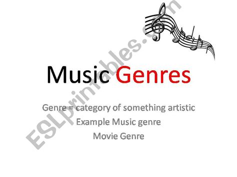 Esl English Powerpoints Music Genres