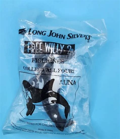 Vtg Free Willy Movie Luna Orca Killer Whale Long John Silver Toy
