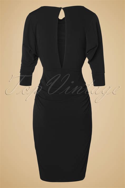 Topvintage Exclusive 50s Marilyn Wiggle Dress In Black