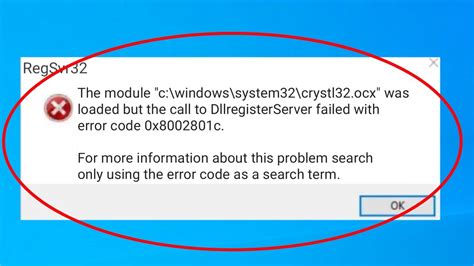 how to fix error code 0x8002801c while calling to dllregisterserver on windows 10 8 7 8 1 youtube