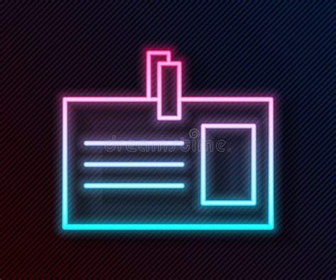 Glowing Neon Line Identification Badge Icon Isolated On Black