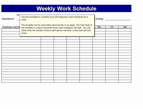 √ 30 Employee Weekly Work Schedule Template 2020 Schedule Template