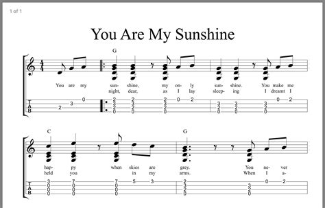 You Are My Sunshine Ukulele Chords Tab You Are My Sunshine Music Chords Ukulele Chords