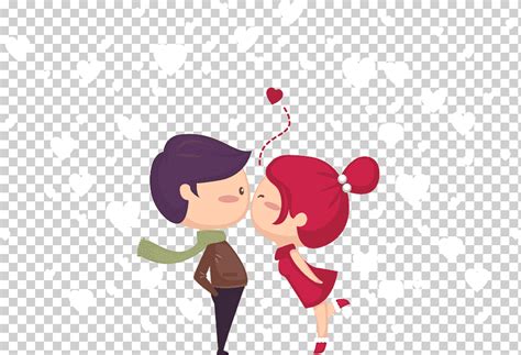Ilustración De Hombre Y Mujer Beso De Dibujo Amor Lindos Jóvenes