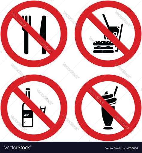 No Eating And Drinking Signs Royalty Free Vector Image