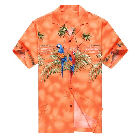 Made In Hawaii Mens Hawaiian Shirt Aloha Shirt Orange With Matching