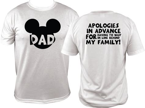 Funny Dads Disney T Shirt Mickey Head Short Sleeve Tee Disney