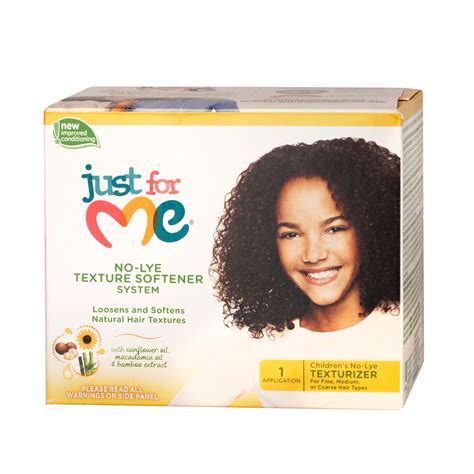 The texturizer is applied to curly or kinky hair for a brief amount of time in an effort to relax or loosen the curl slightly instead of completely straightening it. Just For Me No-Lye Softening Texturizer, 1-pc. Kit