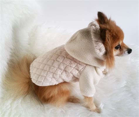 Handmade Dog Beige Coats Puppy Clothes Pet Hoodies Small