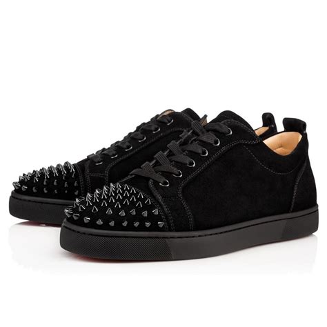 Louis Junior Spikes Veau Velours Noir Homme Christian Louboutin Sneakers