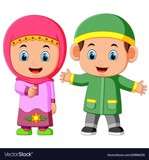 Happy Muslim Kid Cartoon Royalty Free Vector Image