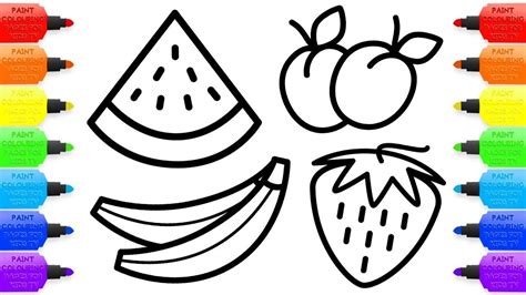 Drawing For Kids 8 Fruit Coloring Pages How To Draw Watermelon Apple