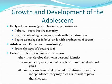 Ppt Growth And Development Of The Adolescent 11 To 18 Years Chapter 48b