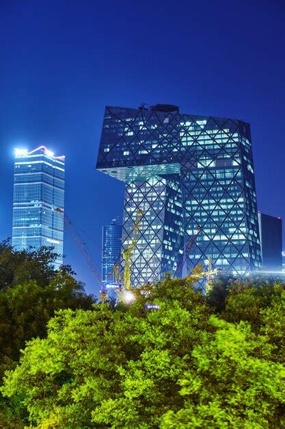Premium Photo Evening Night Modern Beijing Business Quarter Beijing