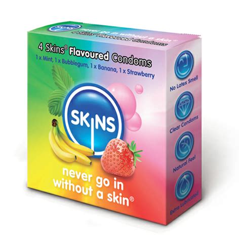 Skins Mixed Flavoured Condoms 4 Pack Sports Supports Mobility