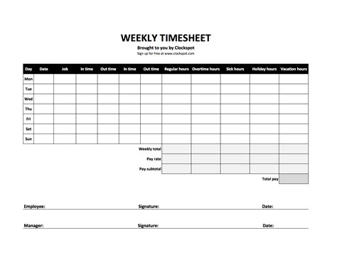 Download Time Sheet Template Excel Bonsai