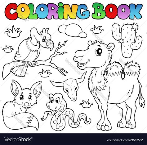 Coloring Book Desert Animals 1 Royalty Free Vector Image