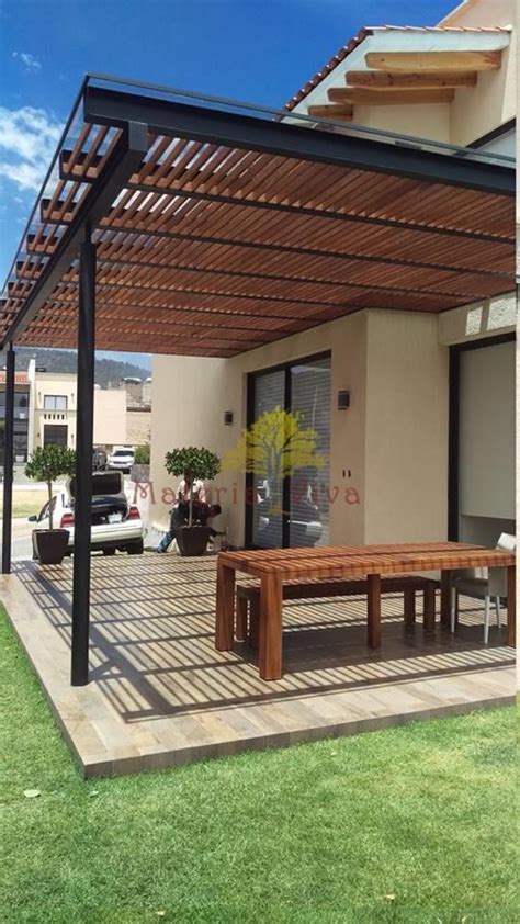 Ver más ideas sobre terrazas techadas modernas, pérgola exterior, techo de patio. Pin de Alejandra Gonzalez en терасса | Pergolas de madera ...