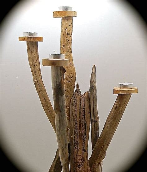 Driftwood Centerpice Rustic Candle Holder Handmade Driftwood Art 4