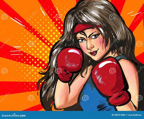 Girl Boxing Pop Art Comic Stock Vector 84354312