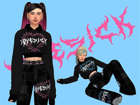 The Sims Resource Lovesick Punk Rock Cropped Top