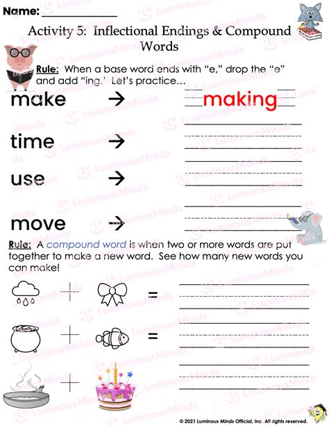Reading Comprehension Worksheets Inflectional Endings And Compound Words