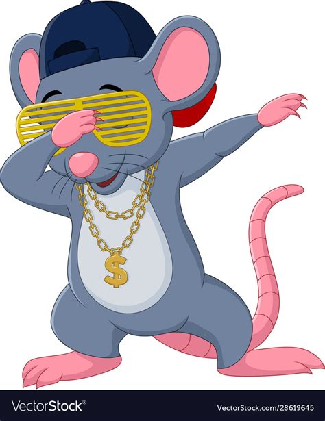 Cartoon Mouse Dabbing Dancing Wears Sunglasses Vector Image