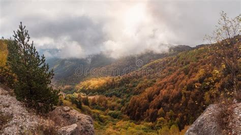 Light On Mountainside Wonderful Scenic Landscape To Beautiful Fall