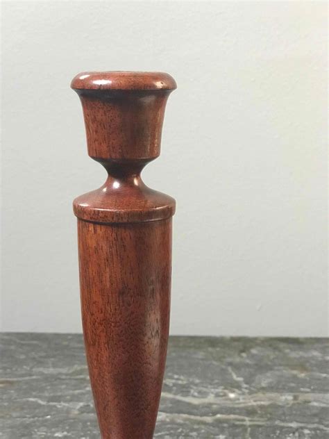 Pair Of Turned Candlesticks In Mahogany For Sale At 1stdibs
