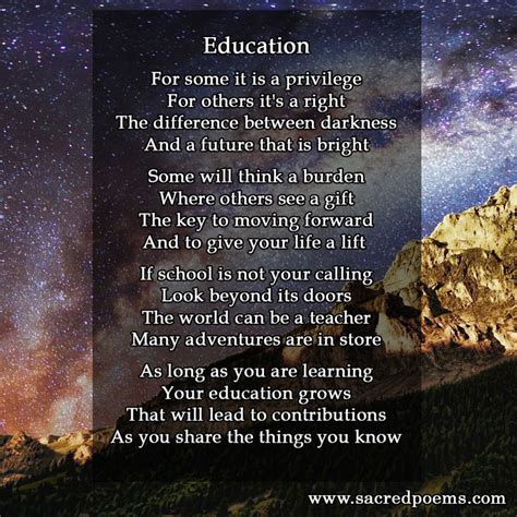 Inspirational Poem About Education Poem On Education Inspirational