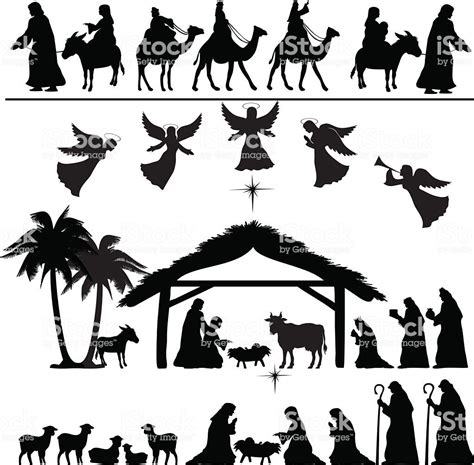 Nativity Silhouette Set Eps 8 With Images Kresby Šablony