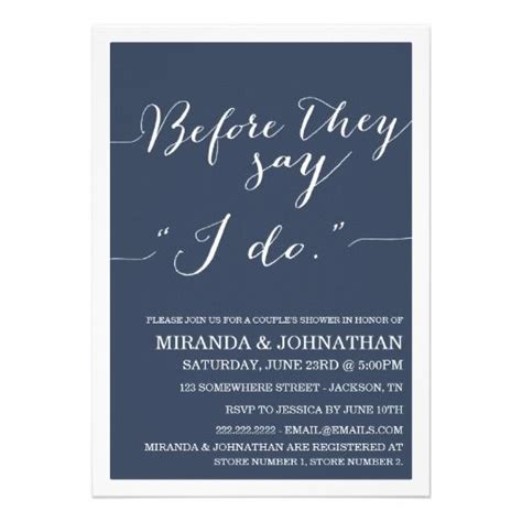 Navy Classy Couples Shower Invitations Couples Shower