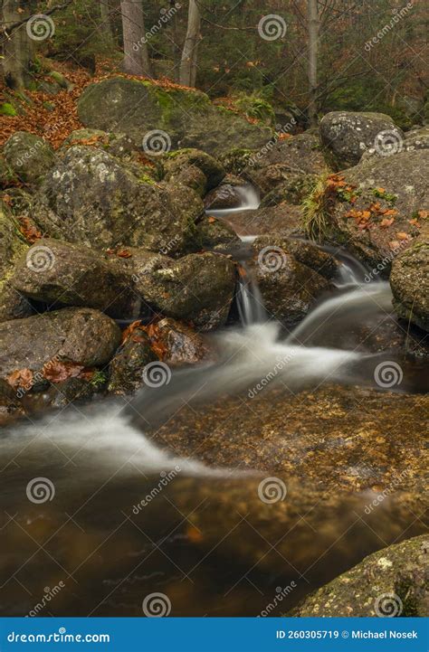 Beautiful Mountains Creek Cerny Velky Stolpich In Autumn Day With