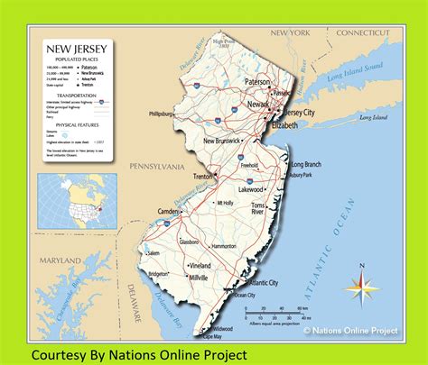 New Jersey Transportation And Physical Map Large Printable