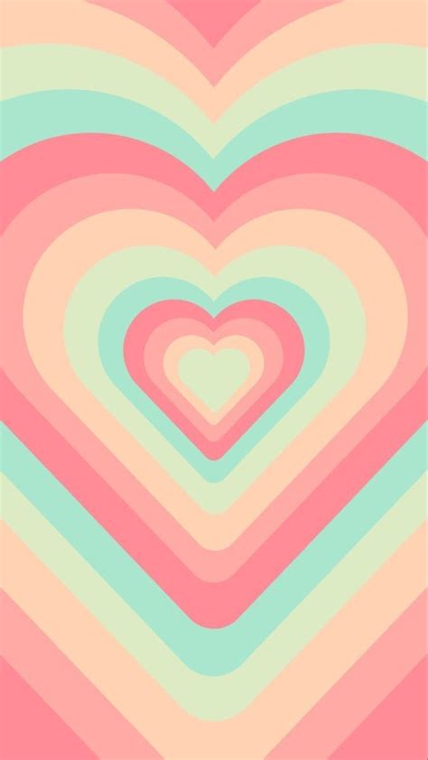 Pastel Rainbow Layered Hearts Aesthetic Wallpaper Heart Iphone Wallpaper Simple Iphone