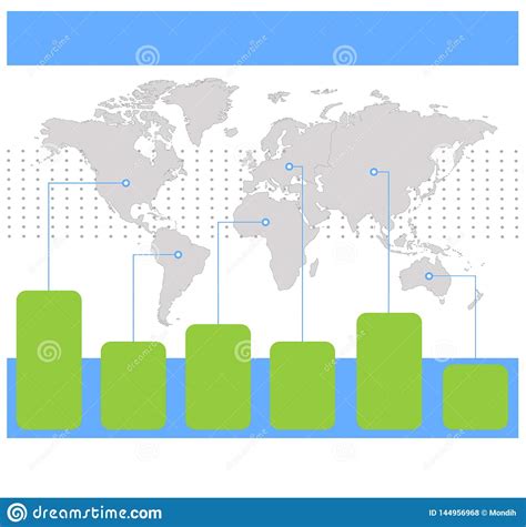 Infographics World Maps Of Continents Graph White Blue Green Icons On