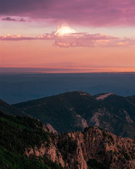 Sandia Mountain View With Pink Clouds Landscape Photography Wall