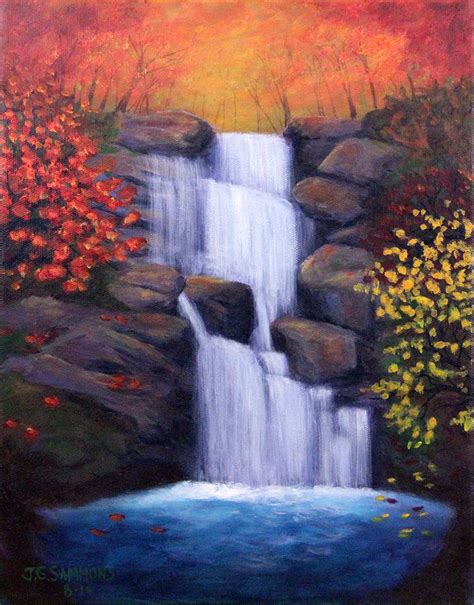 Autumn Waterfalls Painting By Janet Greer Sammons Fine Art America