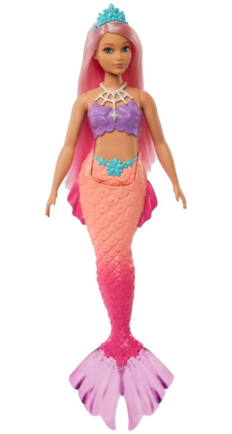 buy barbie dreamtopia mermaid doll curvy pink hair with pink ombre mermaid tail and tiara toy