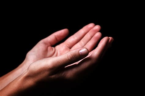 Female Hands Praying With Palms Up Arms Outstretched Stock Photo